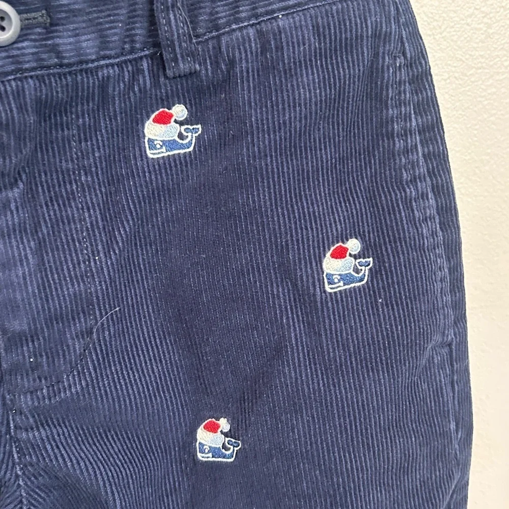 Boys 14 navy blue vineyard vines corduroy straight pants. Whale with Santa